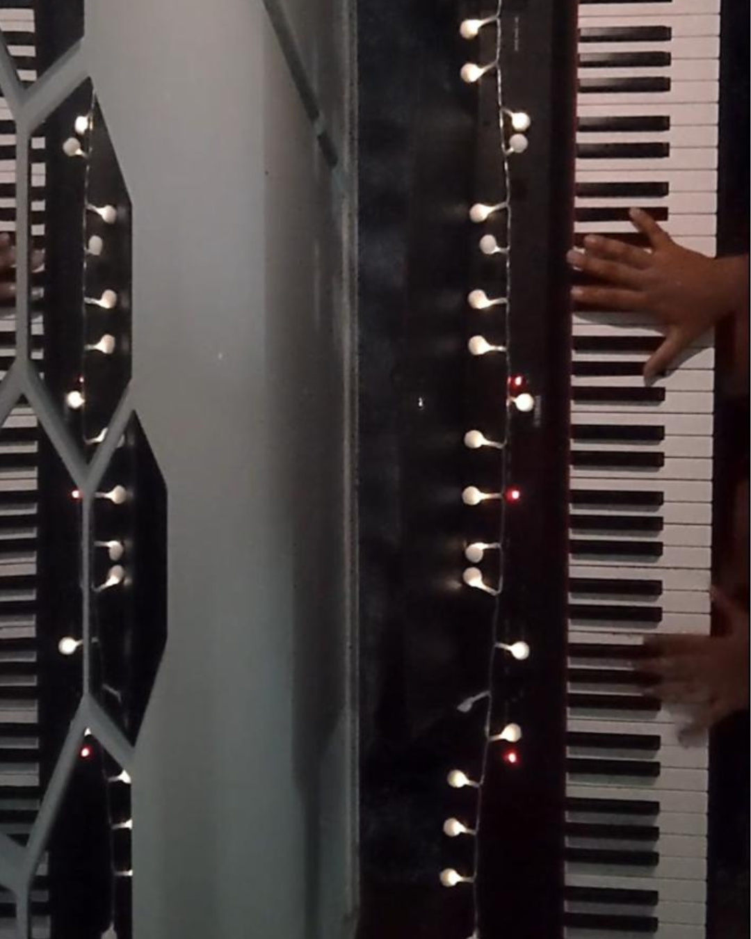 Top view of playing piano